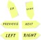 Set of yellow arrows vectors with text