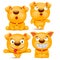 Set of yellow cartoon emoji dog character
