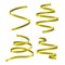 Set of yellow curling streamers on white background