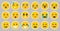 Set of yellow Emoticons. Isolated smile face. Emoji Mood on Gray background . Vector illustration characters for