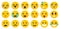 Set of yellow Emoticons. Isolated smile face. Emoji Mood on white background . Vector illustration characters for