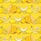 Set of yellow fruits and vegetables on light yellow pattern