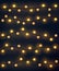 Set of yellow garland style christmas lights on the dark gray background. Vector design incandescent light string