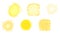 Set of yellow hot icons of sun isolated on white background. Symbols of sun in different shapes and styles. Template for