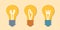 A set of yellow light bulbs representing ideas
