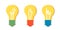 Set of yellow light bulbs representing ideas