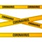 Set of yellow lines with different inscriptions about the danger of the coronovirus. ERS-Cov Middle East Respiratory