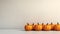 Set of yellow pumpkins on a concrete grey background. Pumpkin variety, minimalistic autumn background. Holiday concept - Halloween