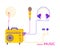 Set yellow radio receiver with bright accessories