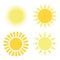 Set of yellow symbols of the sun with rays. Sun icon vector eps10