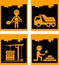 Set yellow urban building industrial icons