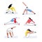 Set of yoga exercising people. Sport training vector