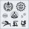 Set of yoga labels, logos and design elements for yoga or fitness studio.