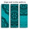 Set of yoga mats with ethnic designs. Turquoise, blue and black vector pattern with mandala