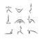 Set of yoga positions black vector silhouettes illustrations. Silhouette of yoga poses (asanas