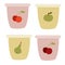Set of yogurt cups, flat, isolated object on a white background, vector illustration,