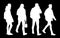 Set of young and adult men standing and walking. Monochrome vector illustration of silhouettes of men in different poses