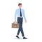 Set of young business character on their way. Male character walking