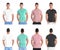 Set with young man in different blank colorful t-shirt