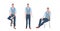 Set young man in different poses male cartoon character collection full length horizontal