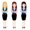 Set of young women in elegant office clothes isolated on background