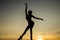 Set yourself free. Girl silhouette on evening sky. Free dance. My choice is freedom