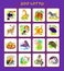 Set of zoo animals. Playing cards for kids. Zoological lotto board game. Learn and remember animal names. Printable illustrations