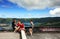 Sete Cidades, Sao Miguel Island - 10 July 2017 - Young girls at Miradouro Vista do Rei