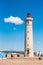 SETE, FRANCE - SEPTEMBER 10, 2017: Stunning harbour of Sete with lighthouse in the south of France near the Mediterranean. Copy sp