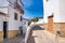 Setenil de las Bodegas. Typical Andalucian village with white houses and sreets with dwellings built into rock overhangs above Rio