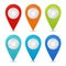 Seth colorful map pointers. Map pointers 3d icons. Vector image isolated on a white background.