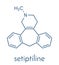Setiptiline also known as teciptiline antidepressant drug molecule. Skeletal formula.