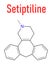 Setiptiline, also known as teciptiline, antidepressant drug molecule. Skeletal formula.