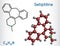 Setiptiline molecule. It is tetracyclic antidepressant TeCA. Structural chemical formula and molecule model