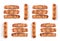 Sets of delicious sausage in the dough isolated on white background, horizontally