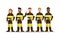 Sets of Firefighting team in black uniform.