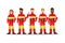 Sets of Firefighting team. flat Fireman character design. vector