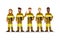 Sets of Firefighting team in yellow uniform. flat Fireman character design. vector illustration