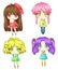 Sets of Japanese SD Girl Gang, create by vector