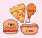 Sets of kawaii fast foods icons