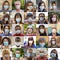 Sets of positive people portraits wearing masks during the coronavirus period