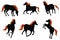 Sets of silhouette fire horses, create by vector