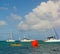 Setting buoys for a swimming race in admiralty bay