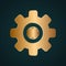 Setting, cogwheel icon vector logo. Gold metal with dark background