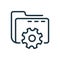 Setting of Data Folder Line Icon. Computer Folder with Gear Linear Icon. Options and Configuration of File or Document