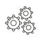 Setting gear online database computer technology icon, remote data storage, protect information outline flat vector illustration,