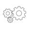 Setting Gears, cogwheels line icon. linear style sign for mobile concept and web design. Cog gears mechanism outline vector icon.