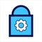 Setting icon. setting with security lock symbol. Concept of security adjustment. Vector illustration, vector icon