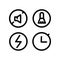 Setting line icons set. Nebulizer simple icon. Medical equipment for inhalation. Time, energy, sound, cleaning signs