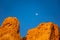 Setting Moon Over Giant Red Rocks On Labor Day